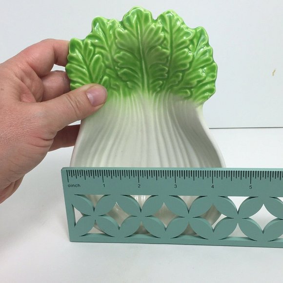 Celery Shaped Ceramic Dish Vintage Japan Vegetable Bok Choy Bowl Decor Display - Picture 9 of 12